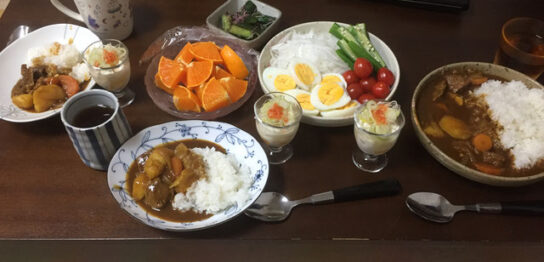 ある日の生ごみ量５２　３人ご飯main_image(食卓の写真)